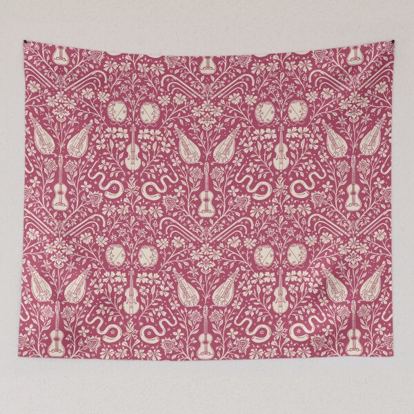 Item preview, Early Music Instruments and Medieval Florals dark pink and cream designed and sold by NattyDesigns.