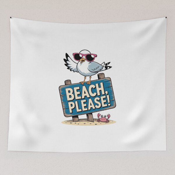 Item preview, Sassy Seagull on Beach Sign – Beach Please Funny Summer designed and sold by MagicWander.