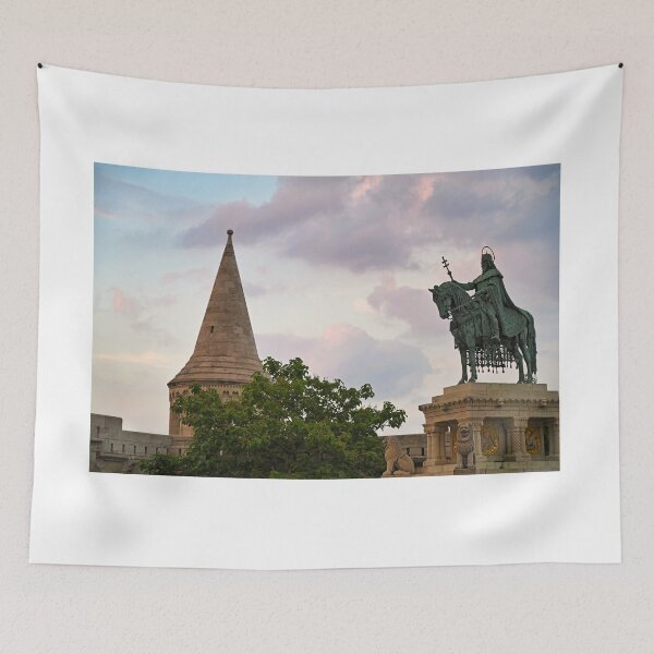 Item preview, Sunset sky over King Matthias statue in Buda Castle, Budapest, Hungary designed and sold by goceris.