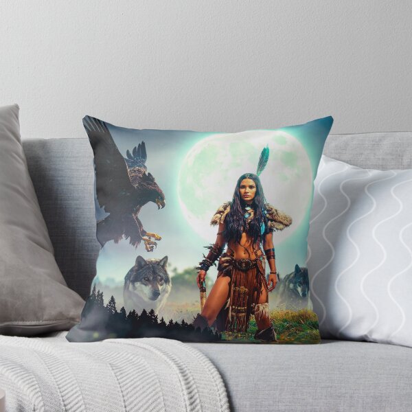 Item preview, Spirit Walker – Native American warrior in the mystical forest with glowing symbols designed and sold by Hamdy est 1985.