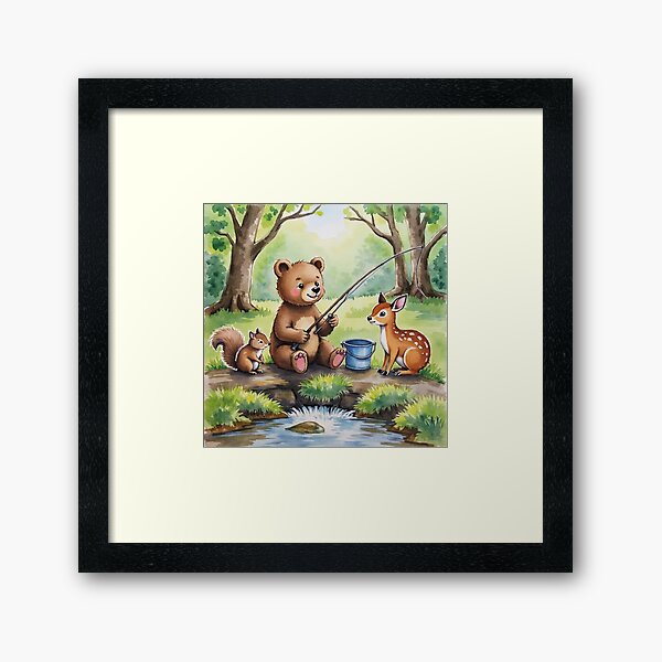 Aperçu de l'œuvre Jeune ours à la pêche. créée et vendue par MADandSANE-MArt.