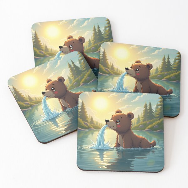 Item preview, Young bear splashing in the lake designed and sold by MADandSANE-MArt.