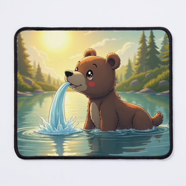 Item preview, Young bear splashing in the lake designed and sold by MADandSANE-MArt.
