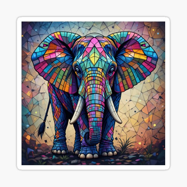 Item preview, Elephant mosaic, mosaique art print decoration designed and sold by TheIllyrian.