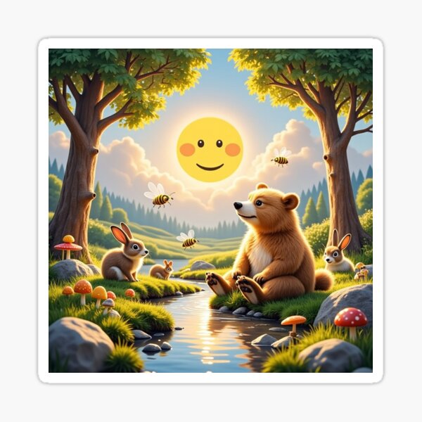 Item preview, Young bear and the silence by the river designed and sold by MADandSANE-MArt.