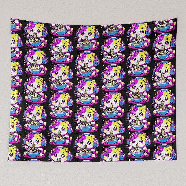 Item preview, Cute Ramen Eating Cat- NEON designed and sold by BuchitosCorner.