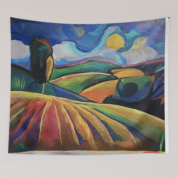 Item preview, Blue sky on a sunny day in the field in cubist style designed and sold by Design your dreams.