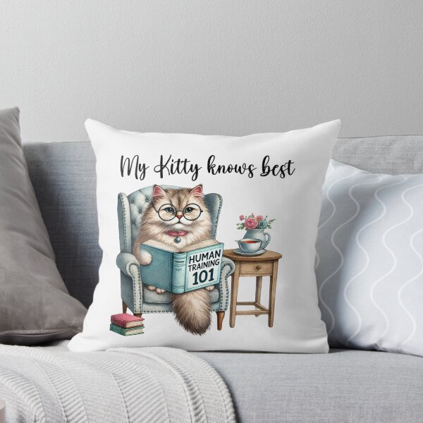 Artikelvorschau, Meine Katze weiß es am besten – Lustige Katze mit Brille liest Menschentraining 101 – Humor-Design für Katzenliebhaber entworfen und verkauft von WHDProduction45.
