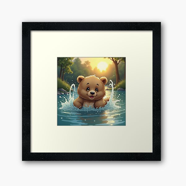 Aperçu de l'œuvre Jeune ours dans le lac créée et vendue par MADandSANE-MArt.
