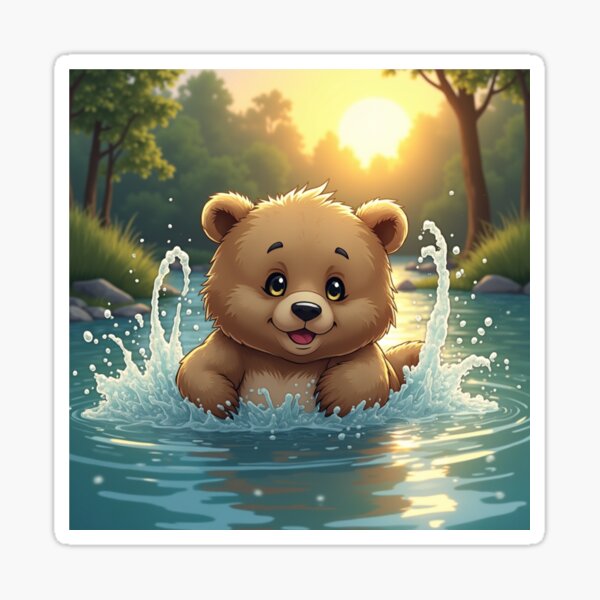 Item preview, Young bear in the lake designed and sold by MADandSANE-MArt.