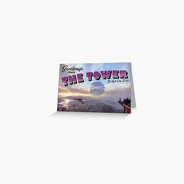 Item preview, Destiny Inspired 'Greetings from The Tower' Vintage / Retro Postcard Weathered Design designed and sold by Mercy Apparel.