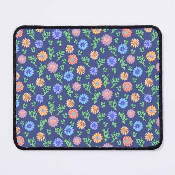 Item preview, Fun Flowers Half-Drop on Slate Blue 45548b designed and sold by Art in My Loft.