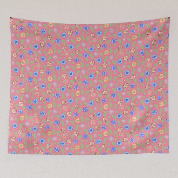 Item preview, Fun Flowers Half-Drop on Blush f4849c designed and sold by Art in My Loft.