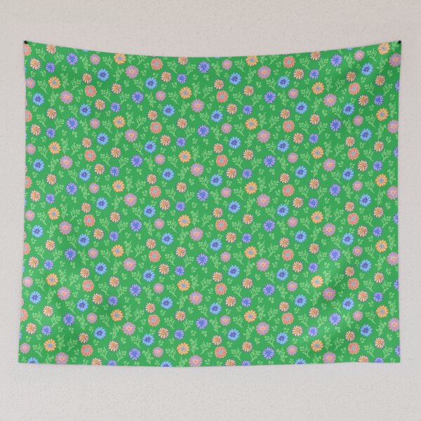 Item preview, Fun Flowers Half-Drop on Kelly Green 2db452 designed and sold by Art in My Loft.