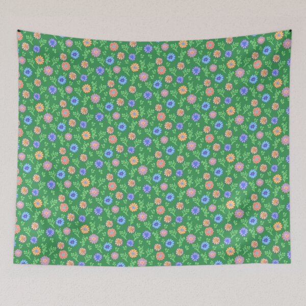 Item preview, Fun Flowers Half-Drop on Green 3e985a designed and sold by Art in My Loft.