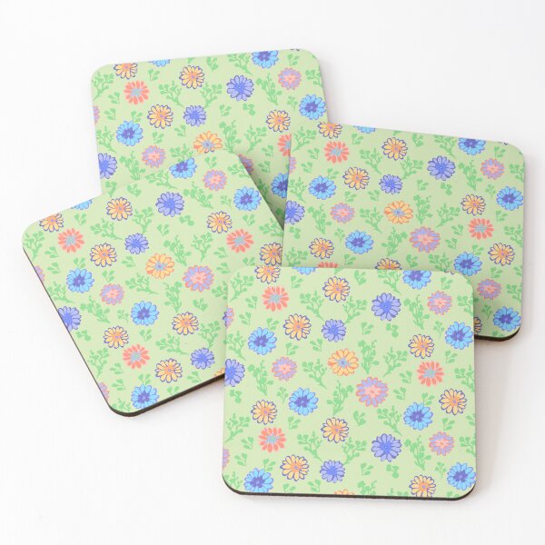 Item preview, Fun Flowers Half-Drop on Soft Green d3e7b3 designed and sold by Art in My Loft.