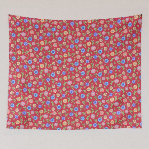 Item preview, Fun Flowers Half-Drop on Red da354e designed and sold by Art in My Loft.