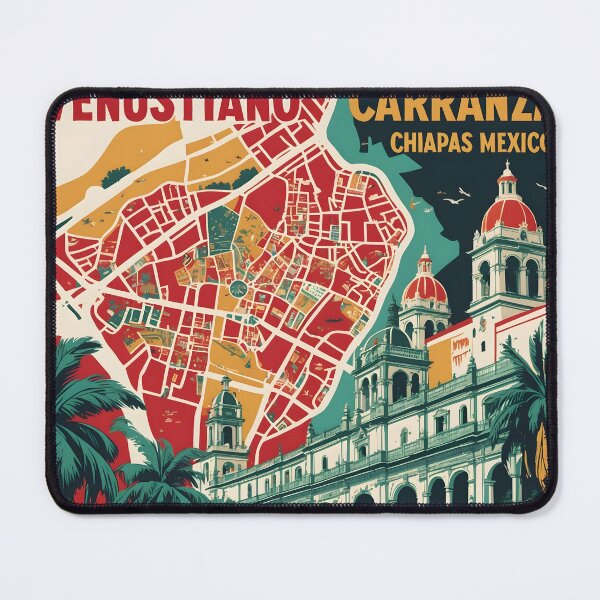 Item preview, Venustiano Carranza Chiapas Mexico 1950s Vintage Travel Tourism Map designed and sold by TravelersGems.