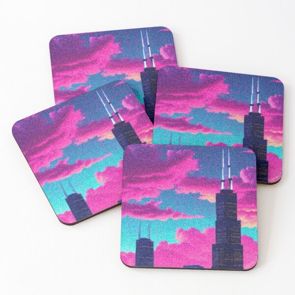 Item preview, Chicago Willis Tower Grain Neon Cityscape designed and sold by Oddlyway.