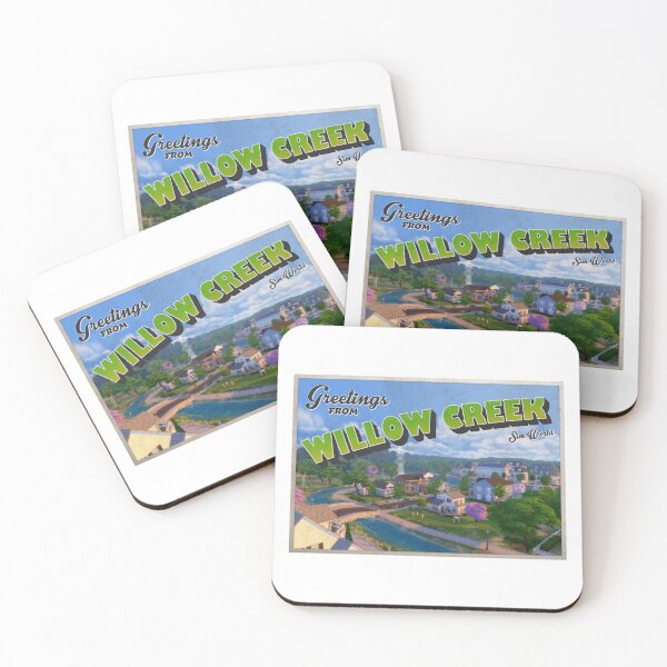 Item preview, The Sims 4 Inspired 'Greetings from Willow Creek' Vintage / Retro Postcard Weathered Design designed and sold by Mercy Apparel.