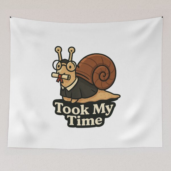 Item preview, Graduated Snail – Took My Time Sticker designed and sold by Trendy Sticker & Merch Collection - Express Yourself.