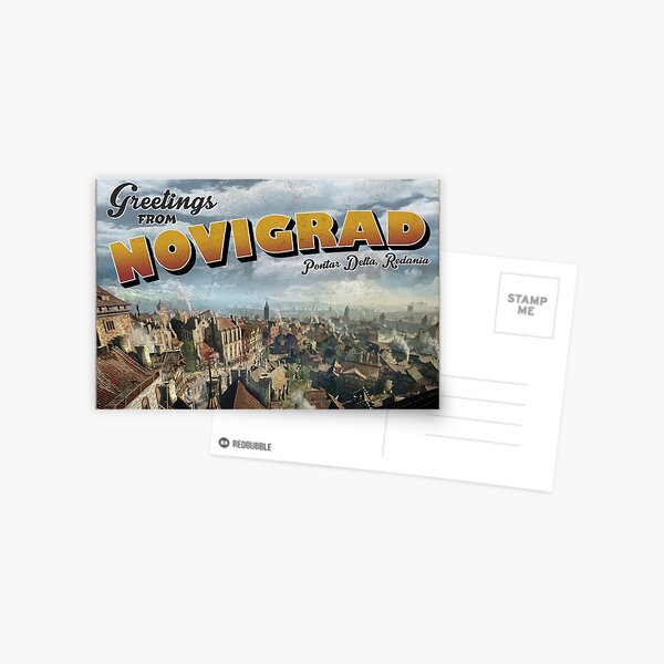 Item preview, The Witcher Inspired 'Greetings from Novigrad' Vintage / Retro Postcard Weathered Design designed and sold by Mercy Apparel.