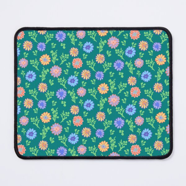 Item preview, Fun Flowers Half-Drop on Teal 008080 designed and sold by Art in My Loft.