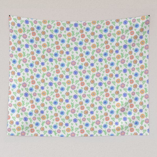 Item preview, Fun Flowers Half-Drop on White designed and sold by Art in My Loft.