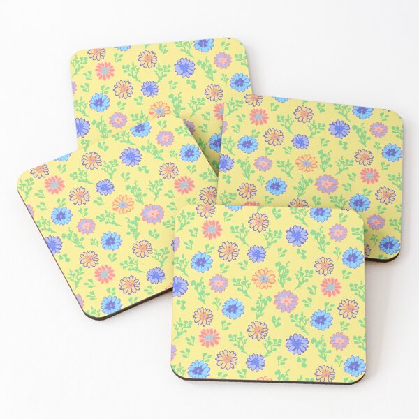 Item preview, Fun Flowers Half-Drop on Soft Yellow fcef87 designed and sold by Art in My Loft.