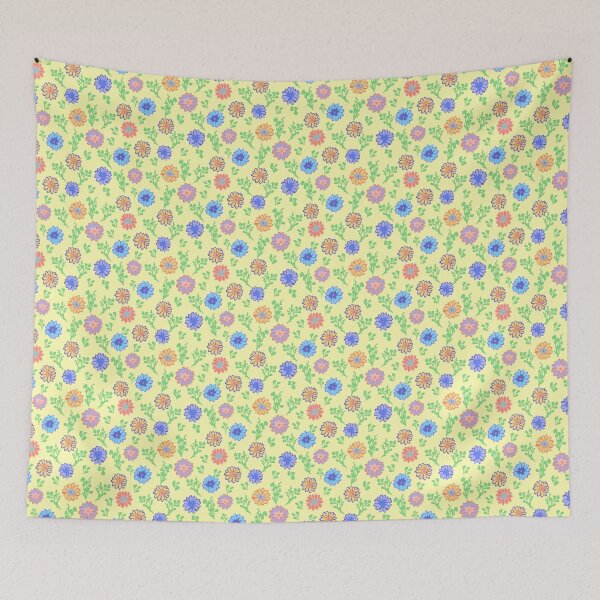 Item preview, Fun Flowers Half-Drop on Soft Yellow fefcb1 designed and sold by Art in My Loft.
