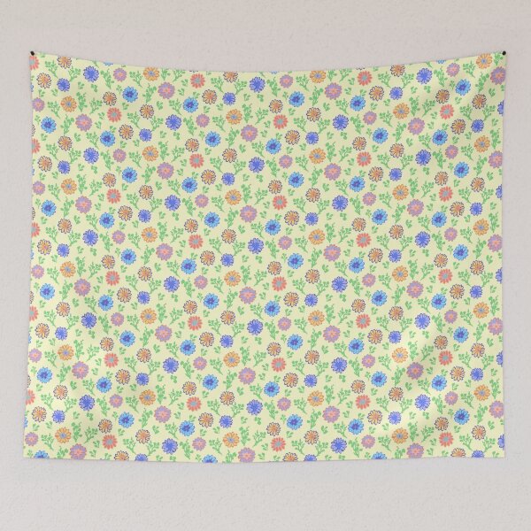Item preview, Fun Flowers Half-Drop on Buttercream designed and sold by Art in My Loft.