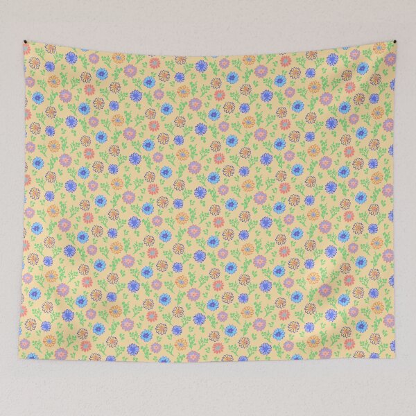 Item preview, Fun Flowers Half-Drop on Soft Orange fde1a9 designed and sold by Art in My Loft.