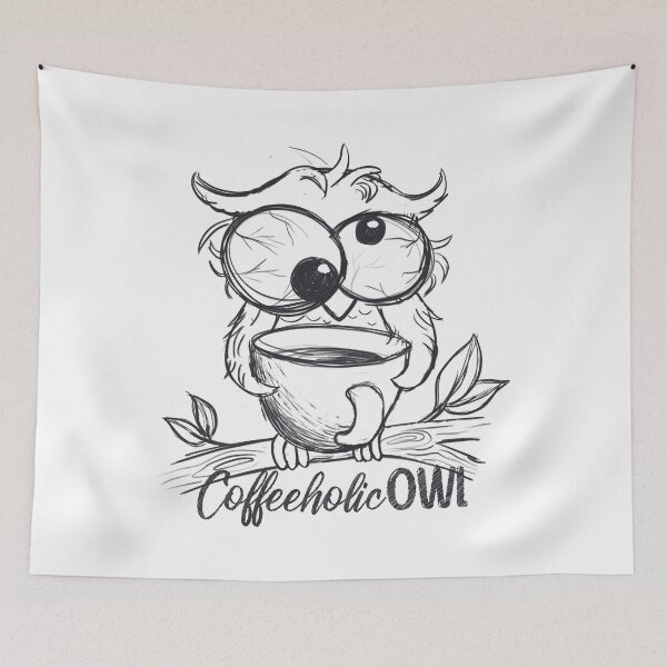 Item preview, Coffeeholic owl sketch designed and sold by hdesignEG.