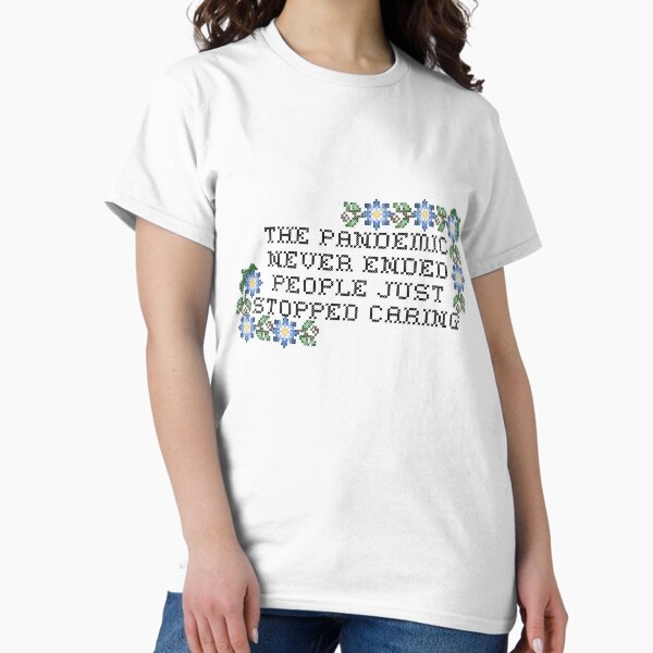 Item preview, The Pandemic Never Ended Cross Blue Stitch Flowers designed and sold by spooniecentral.
