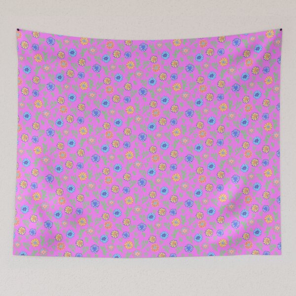 Item preview, Fun Flowers Half-Drop on Magenta Pink ff80fe designed and sold by Art in My Loft.
