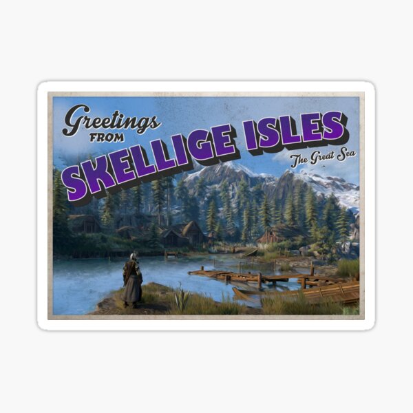 Item preview, The Witcher Inspired 'Greetings from the Skellige Isles' Vintage / Retro Postcard Weathered Design designed and sold by Mercy Apparel.