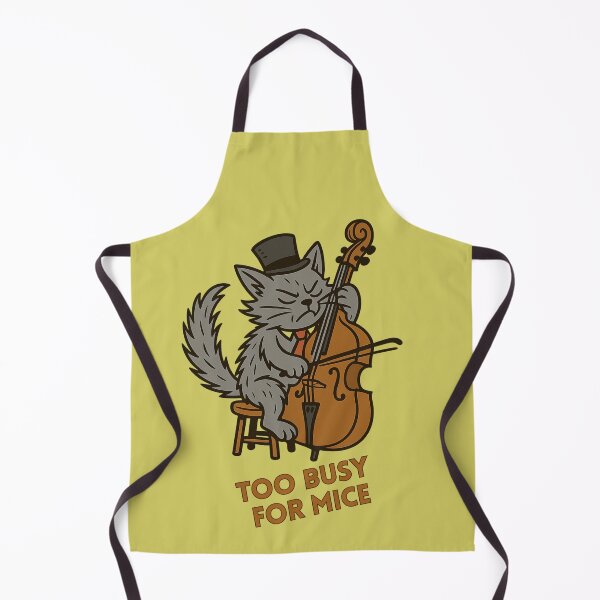 Aperçu de l'œuvre Chat jouant de la contrebasse Trop occupé pour les souris créée et vendue par Meandmyshop.