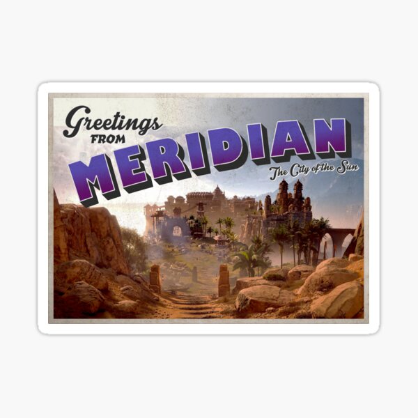 Item preview, Horizon Zero Dawn Inspired 'Greetings from Meridian' Vintage / Retro Postcard Weathered Design designed and sold by Mercy Apparel.