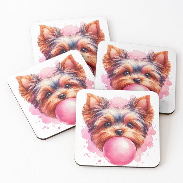 Item preview, Cute Yorkshire Terrier with Pink Bubblegum Watercolor designed and sold by adriana-holmes.