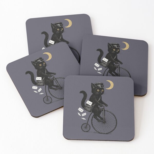 Item preview, Midnight Mail Cat – Whimsical Black Cat Postman on Vintage Bicycle designed and sold by Shoot-The-Moon.