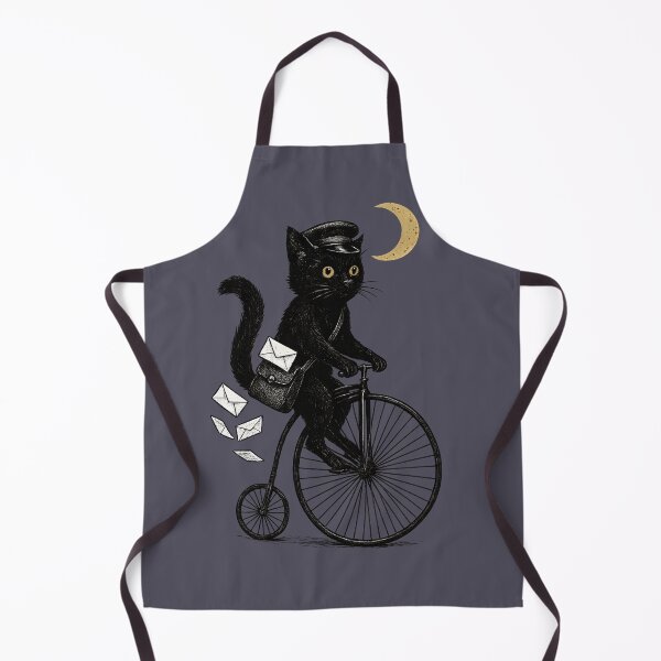 Item preview, Midnight Mail Cat – Whimsical Black Cat Postman on Vintage Bicycle designed and sold by Shoot-The-Moon.