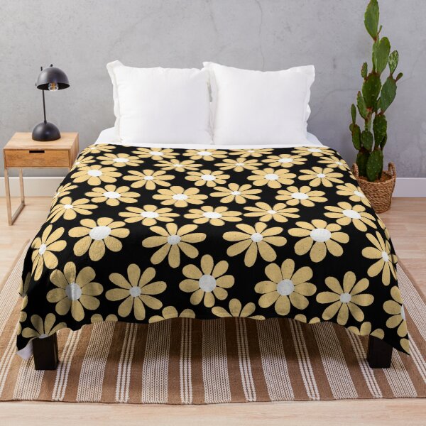 Item preview, Yellow and White Boho Daisies - on black designed and sold by Shelley Winters.
