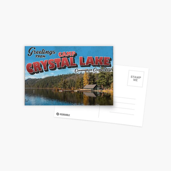 Item preview, Friday the 13th Inspired 'Greetings from Camp Crystal Lake' Vintage / Retro Postcard Weathered Design designed and sold by Mercy Apparel.
