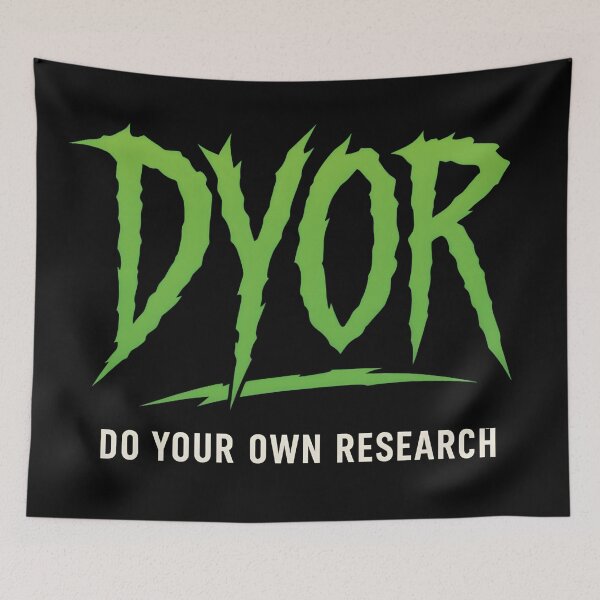 Item preview, DYOR Crypto Shirt – Green Slasher Font “Do Your Own Research” Meme designed and sold by WAUZ.