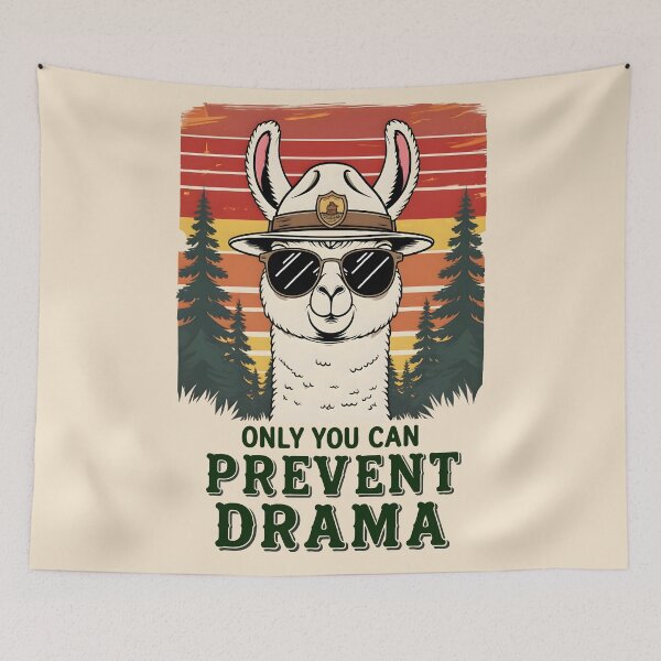 Item preview, Only You Can Prevent Drama Llama Retro Sunset designed and sold by KateLeap.