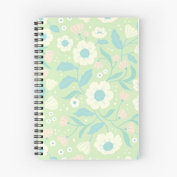 Item preview, Pretty Pastel Green and Pink Floral with Big Bold Flowers on Vine designed and sold by justinebicknell.