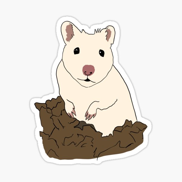 Cream Hamster with Bedding cartoon Sticker