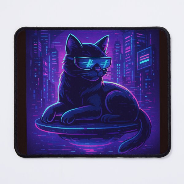 Item preview, Cyberpunk Cat on Hoverboard Retro Future Aesthetic designed and sold by NullandPrinted.