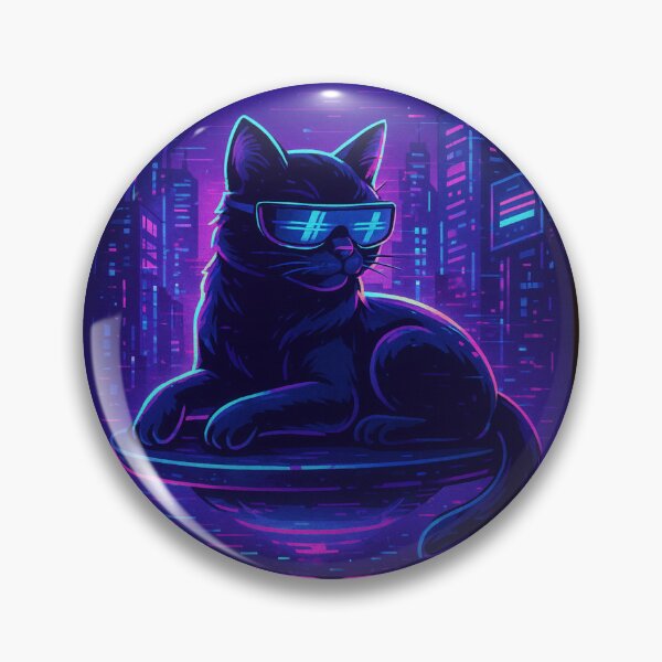 Item preview, Cyberpunk Cat on Hoverboard Retro Future Aesthetic designed and sold by NullandPrinted.