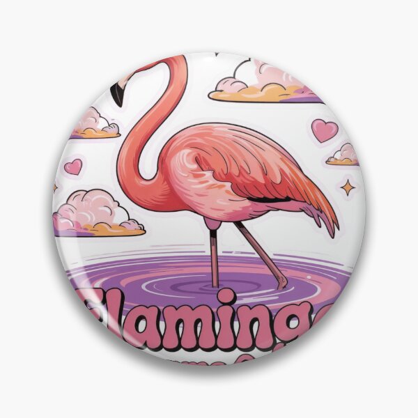 Item preview, Illustration of Pink Flamingo in Purple Water with Decorative Text designed and sold by Creative88Art.